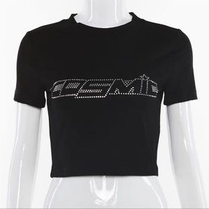 ‘cosmic’ rhinestone crop top